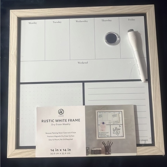 ubrands Office Ubrands Rustic 4x14 Weekly Planner Wall Mount Dry Erase Whiteboard